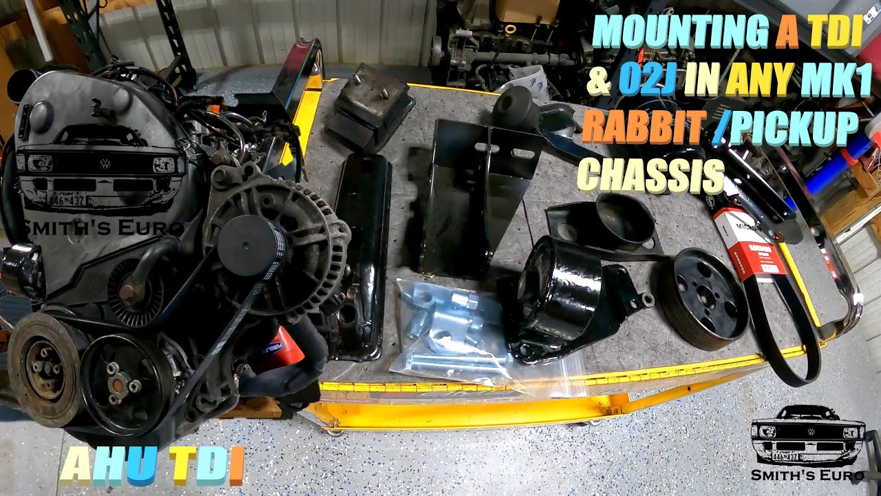 Подготовка опоры двигателя TDI пикапа MK1 RABBIT для замены 02J TDI