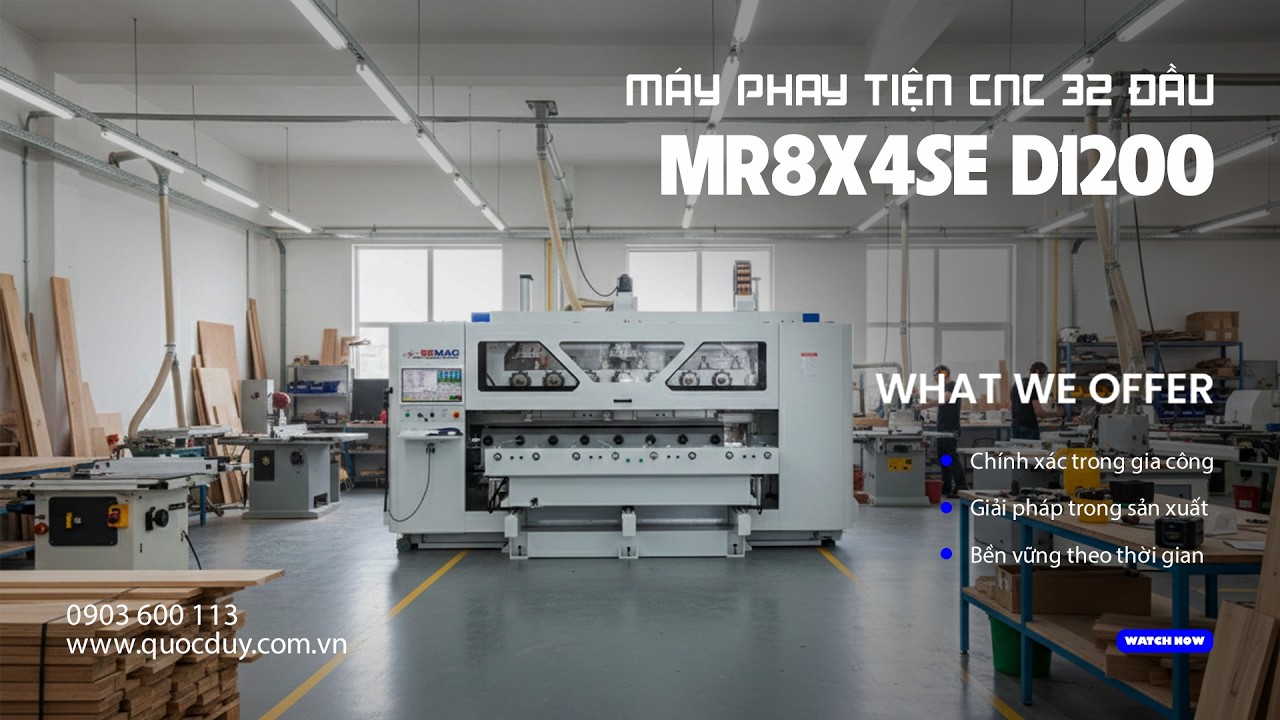 Máy phay tiện CNC 32 đầu | Giải pháp thay thế nhân công & tăng năng suất | MR8X4SE D1200