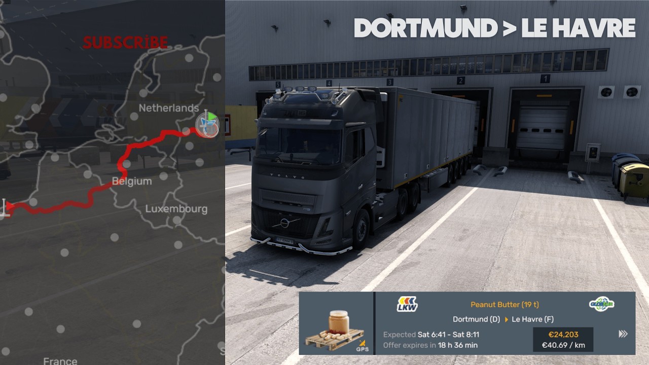 ETS2 | Driving from Dortmund to Le Havre | No Commentary, No Music | Relaxing Truck Simulator