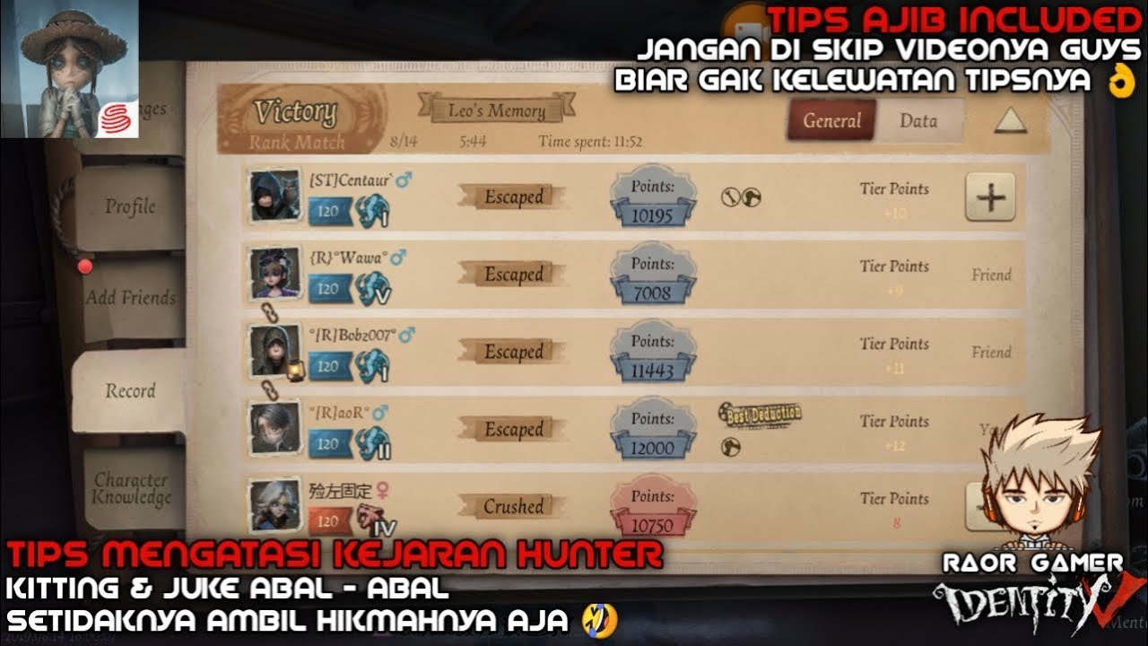 TIPS MENGATASI KEJARAN HUNTER || PLUS POTENSI KARAKTER EMBALMER || IDENTITY V INDONESIA