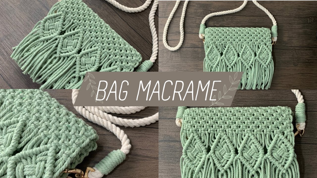 Bolsa Macramê - Padrão Losango - Diamond pattern bag
