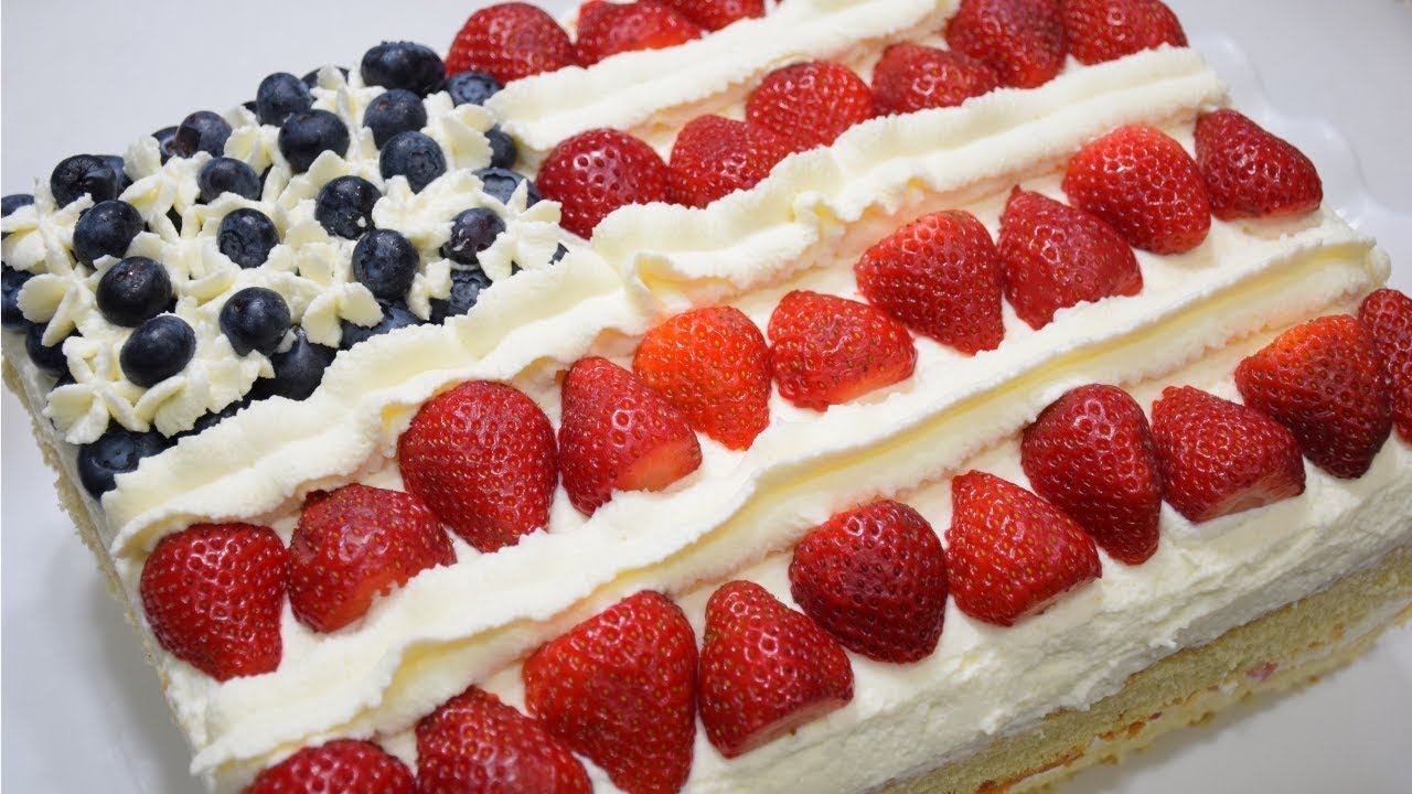 American Flag Berry Sponge Cake | Fourth of July Special