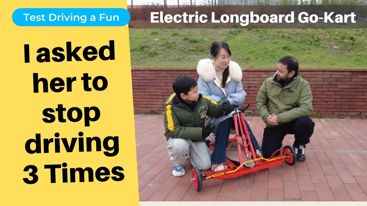 Test driving electric skateboard longboard DIY Go-Kart
