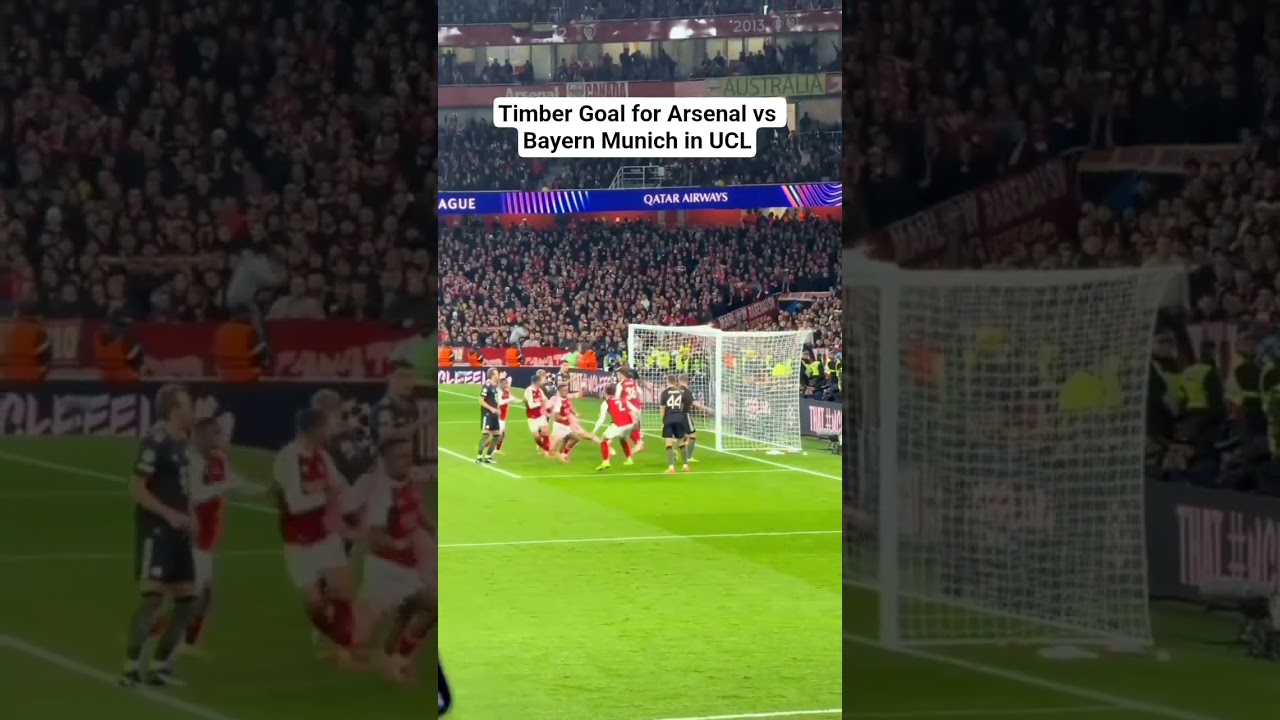 Jurrien Timber Goal for Arsenal vs Bayern Munich in Champions league