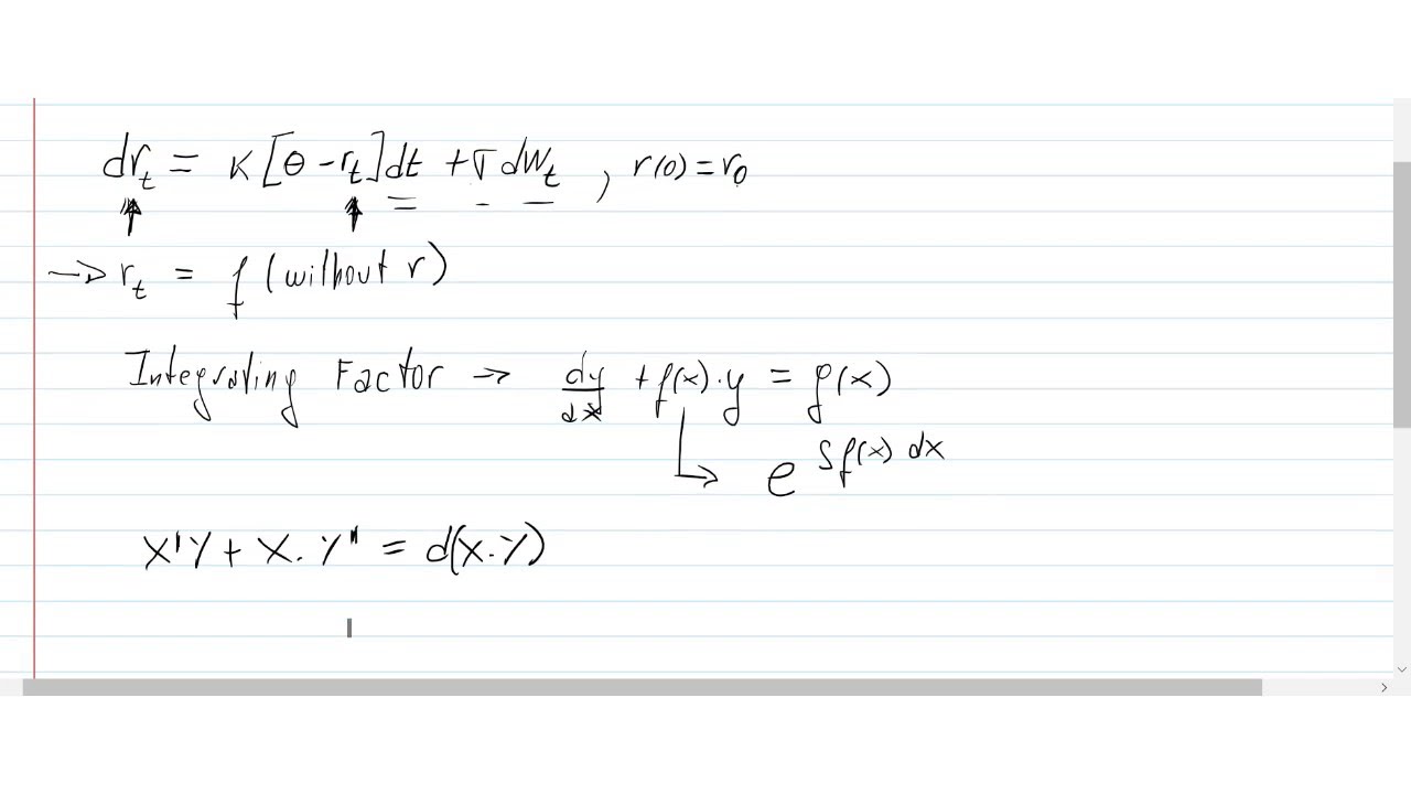 Vasicek Stochastic Differential Equation - Complete derivation