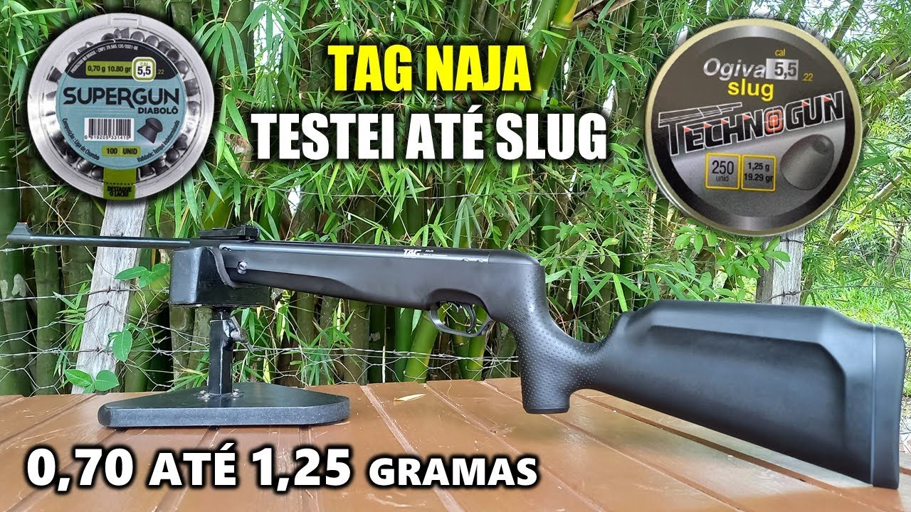 🎯SLUG na TAG Naja 60kg deu certo? Cronografei chumbinho de 0,70 a 1,25 gramas