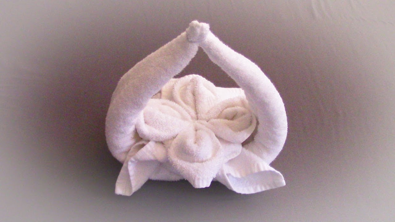 Towel Folding Flower Basket  | How to Fold Towel  | Towel Animal | Towel Art in Housekeeping |