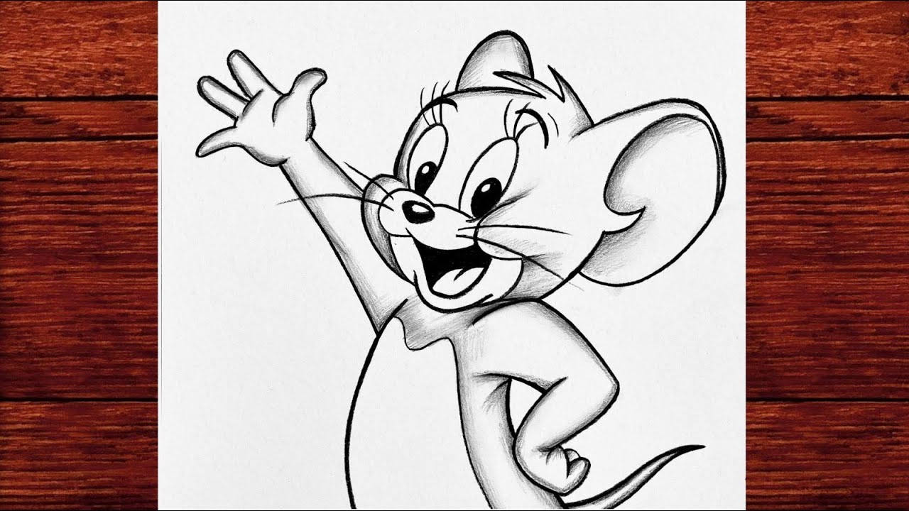 How to Draw Cute Jerry Step by Step - Easy Drawing Guide for Beginners - Simple Cartoon Art Tutorial