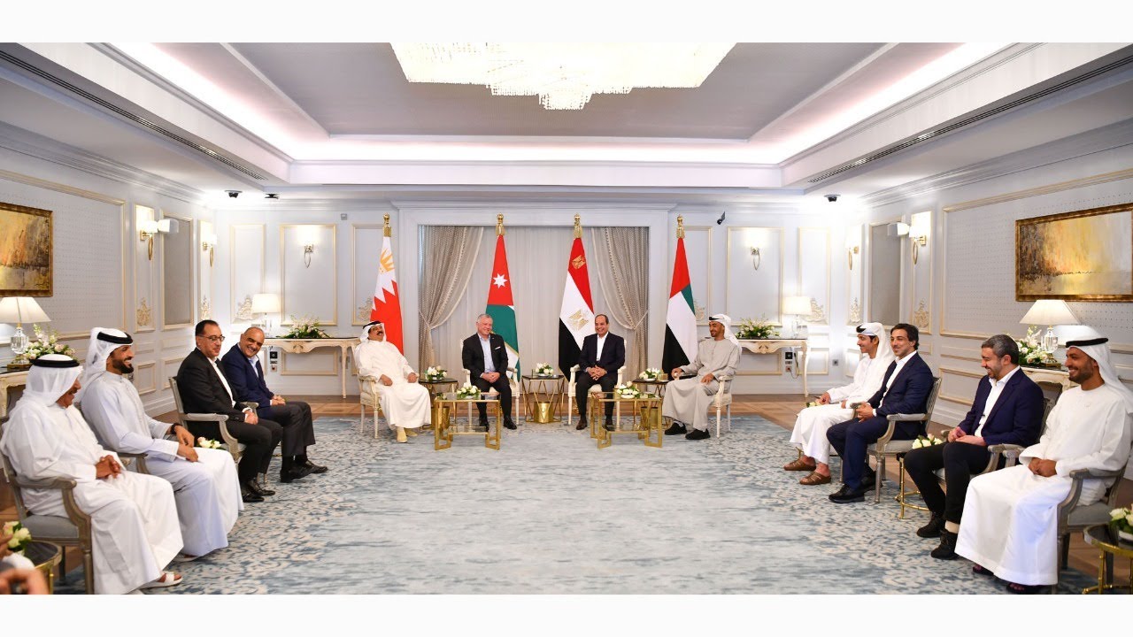 الرئيس عبد الفتاح السيسي يستقبل بمدينة العلمين ضيوف مصر الكرام ملكي البحرين والأردن ورئيس الإمارات