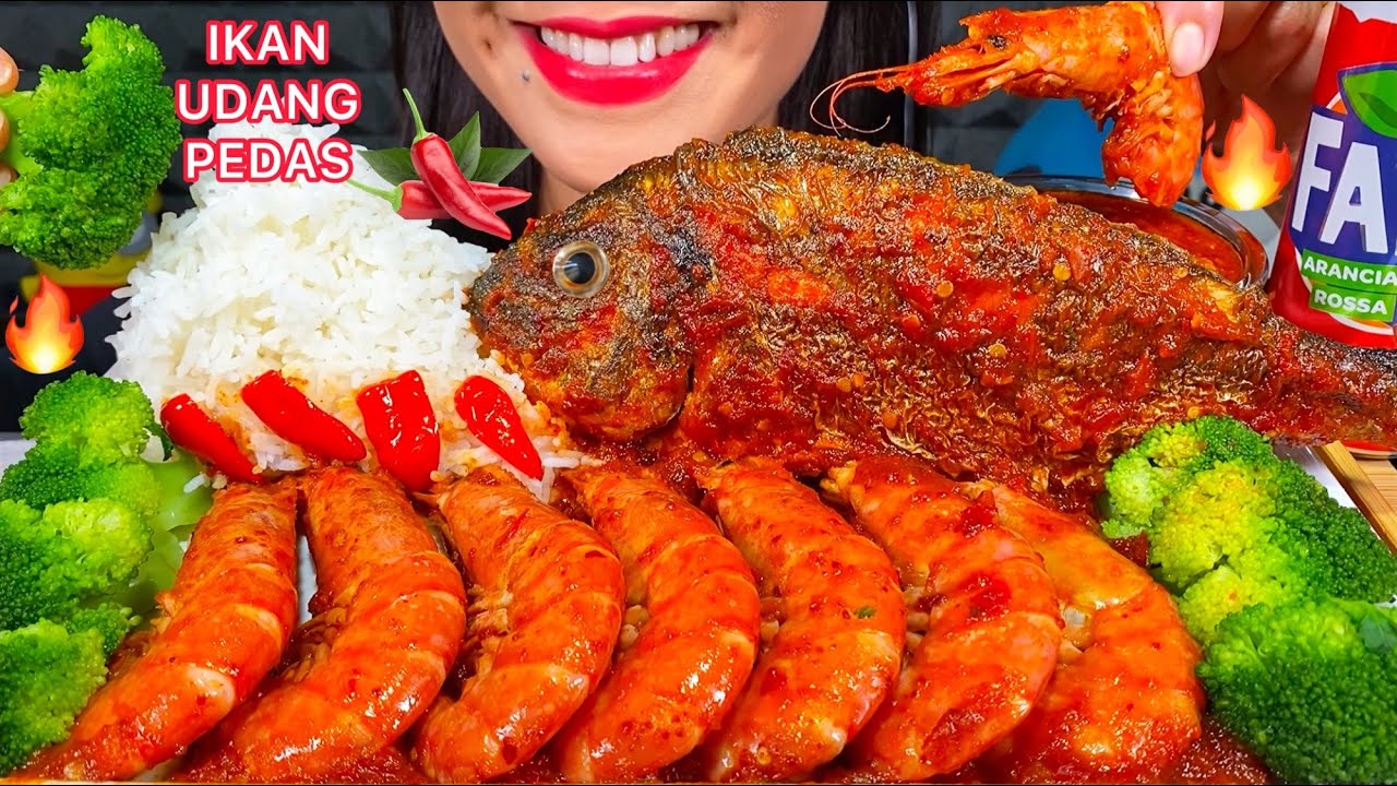 ASMR SPICY FRIED FISH & SHRIMP, RICE *MAKAN IKAN UDANG GORENG PEDAS MASSIVE Eating Sounds