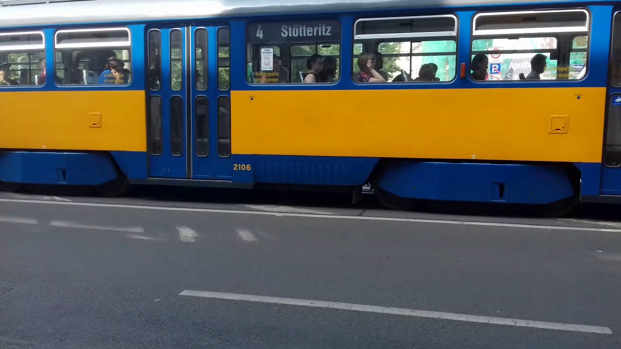 Leipzig Reudnitz, Köhlerstraße Bus und Straßenbahnen der LVB (Deutsch/ German)