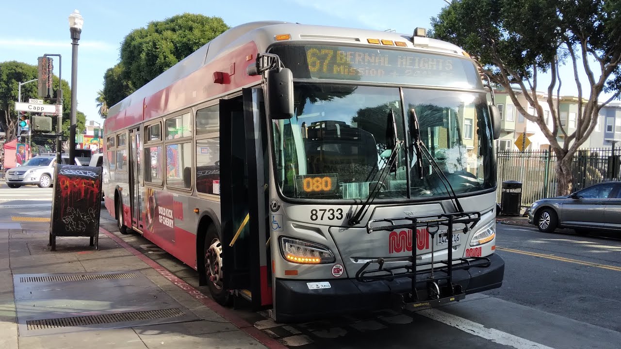 SF Muni 2013 New Flyer XDE40 #8733 on Route 67 Bernal Heights - Full Loop 1/26/26