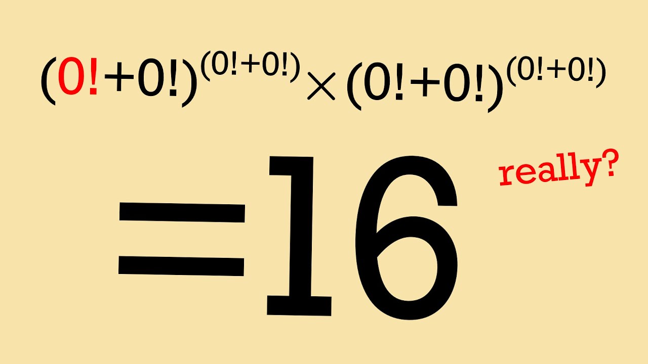 Is this true: (0!+0!)^(0!+0!)x(0!+0!)^(0!+0!)=16? Reddit math problem