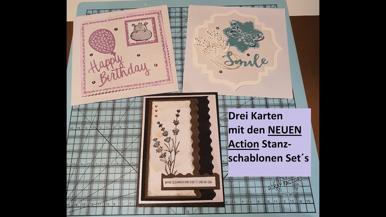 ACTION drei Karten mit den NEUEN Stanzschablonen gemacht