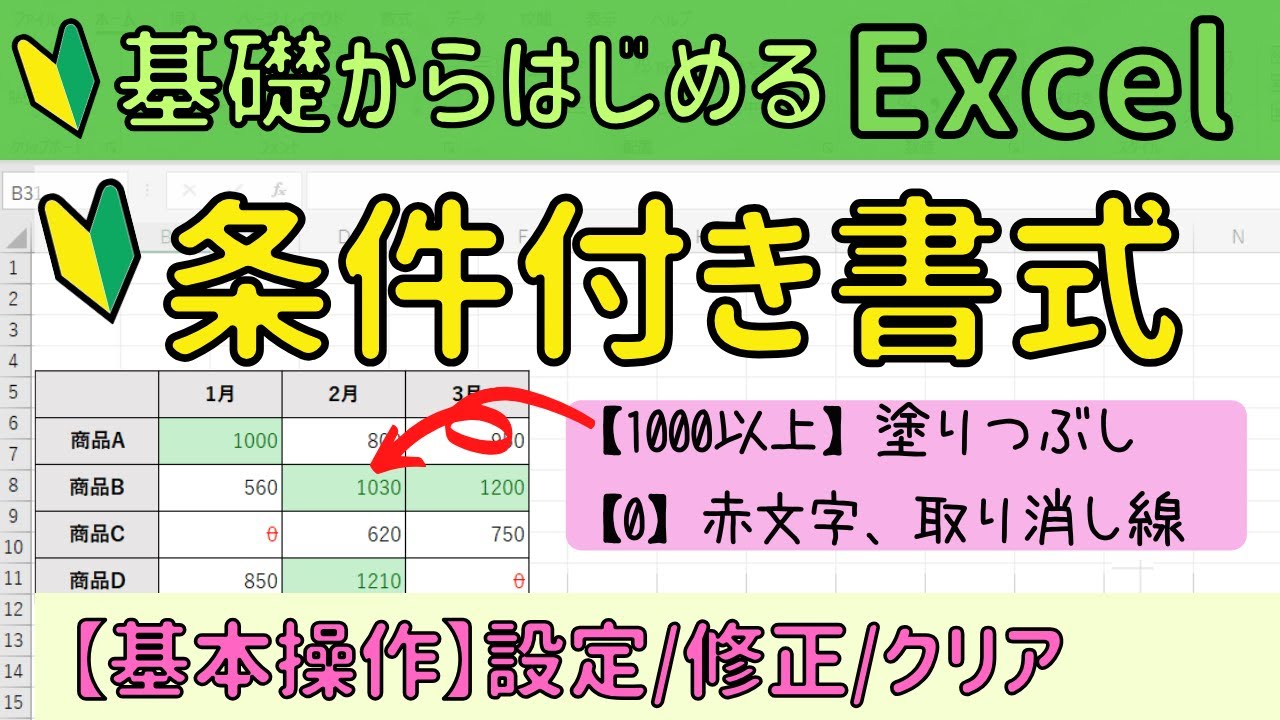 Excel【条件付き書式】基本操作　設定/修正/クリア