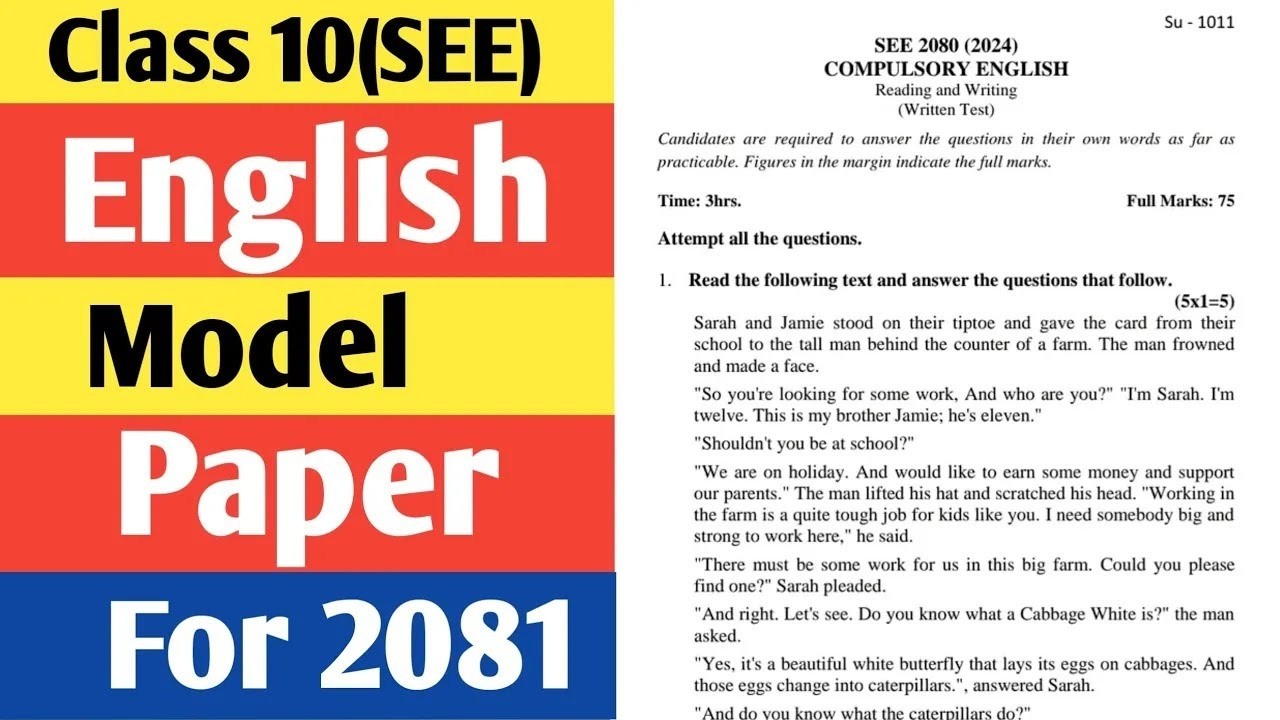 Class 10 SEE Exam English Model Questions 2082 | Important Questions For SEE Exam 2082