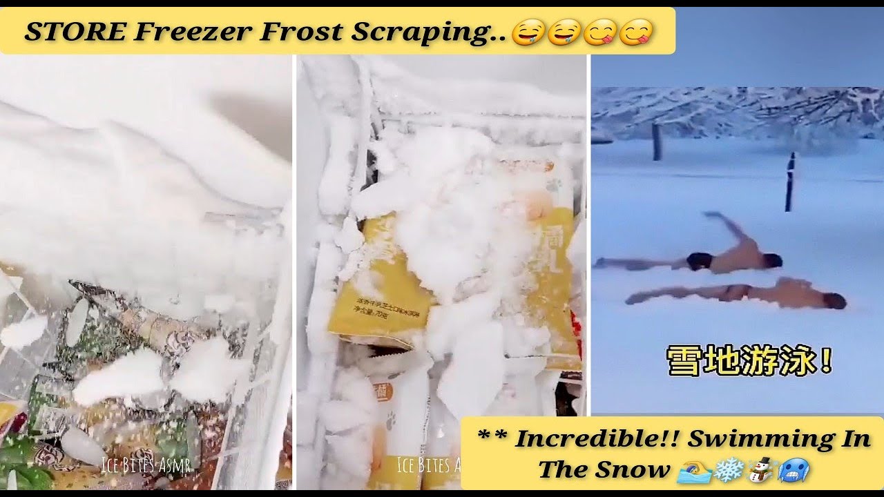 [ASMR] 🤗😋 STORE FREEZER FROST SCRAPING ❄ || INCREDIBLE ACTIVITY IN WINTER 😱 SWIMMING IN SNOW ❄🏊&zwj;♂️😎