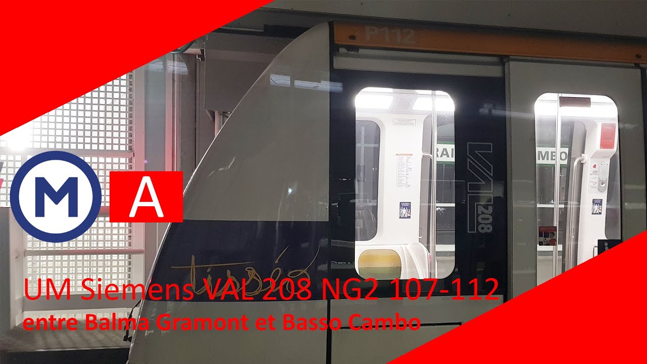 Métro de Toulouse - UM Siemens VAL 208 NG2 107-112 entre Balma Gramont et Basso Cambo