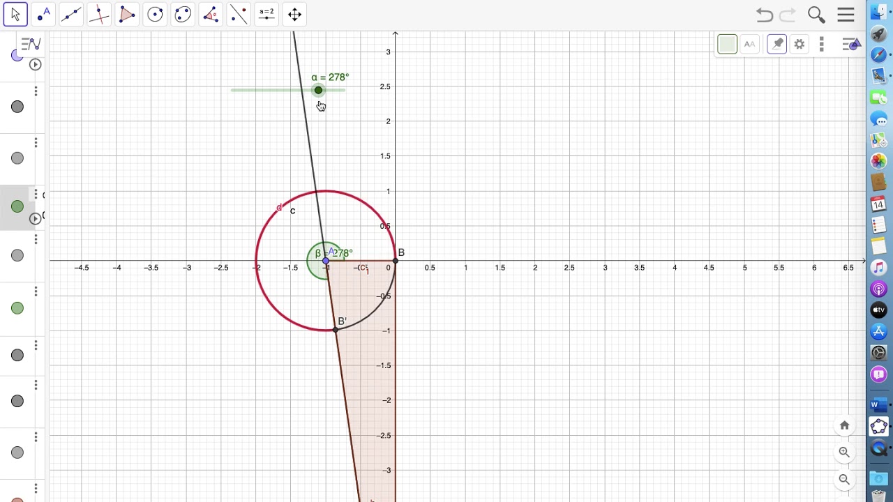 Función tangente con geogebra