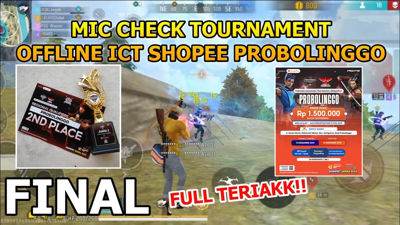 MIC CHECK!! FINAL TOURNAMENT OFFLINE ICT PROBOLINGGO!! FULL TERIAK!! - FREE FIRE