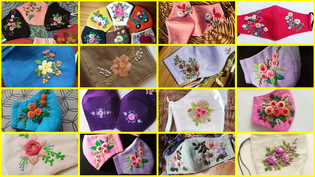 Winter dresses matching hand embroidered mouth mask embroidery design #embroidery #diyembroidery