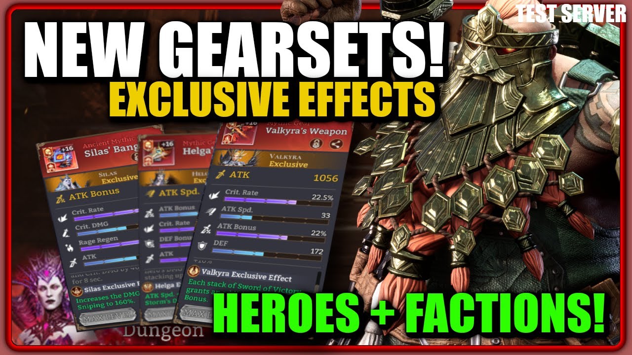 New Gear and Exclusive Hero/Faction Bonus Effects! | Watcher Of Realms - TEST SERVER