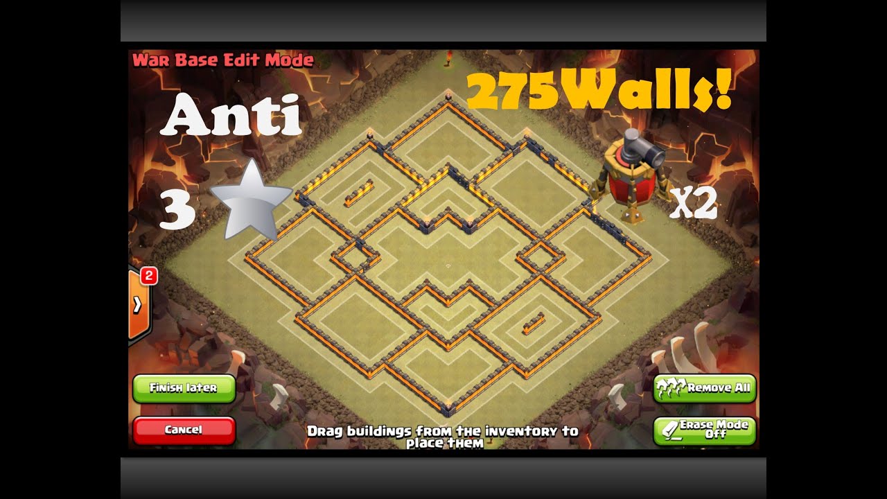 Clash of Clans - *NEW UPDATE* EPIC TH10 ANTI-3-STAR WAR BASE! 275 WALLS!
