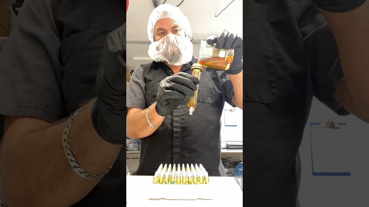 Filling cannabis vape carts #yerba1 #mendocinocounty #california #kurewellness #bananakush