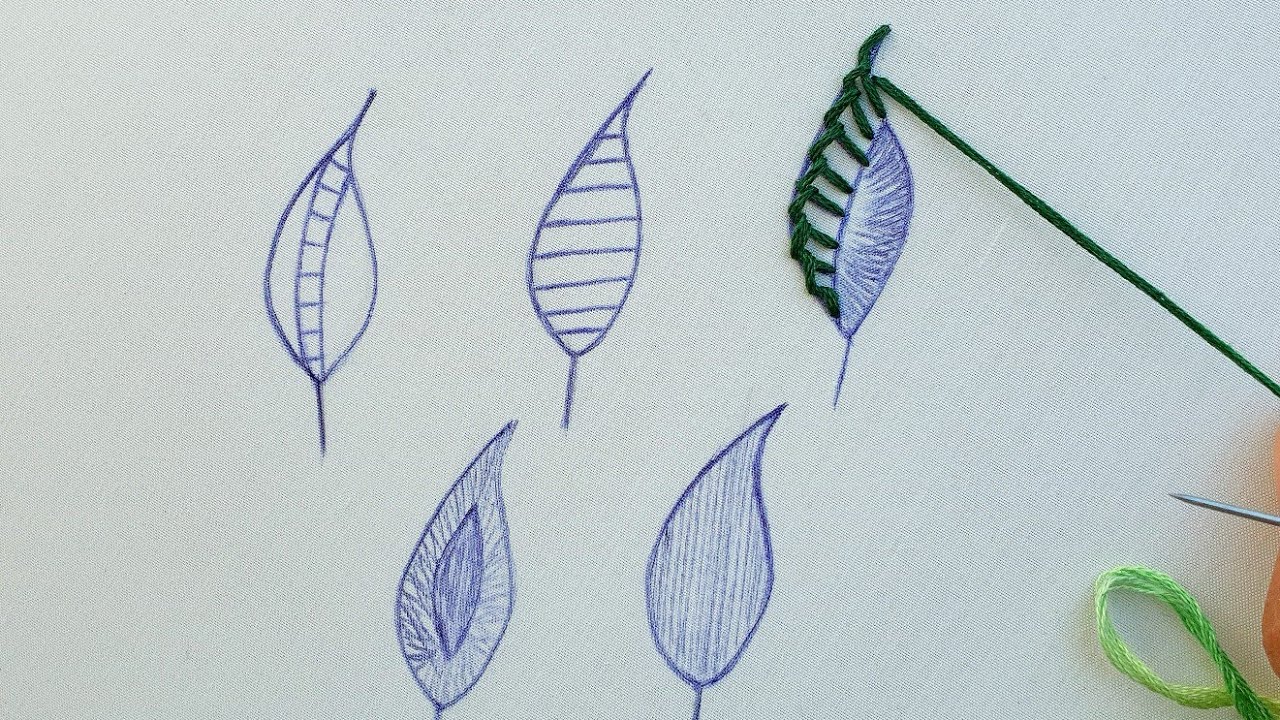 5 Different and Strange leaf filling Embroidery ideas:leaf hand embroidery tutorial