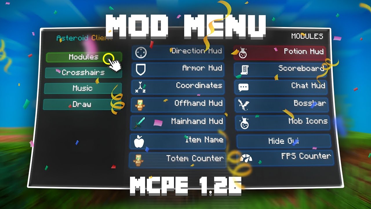 Asteroid Client For MCPE 1.26+ (MOD MENU)