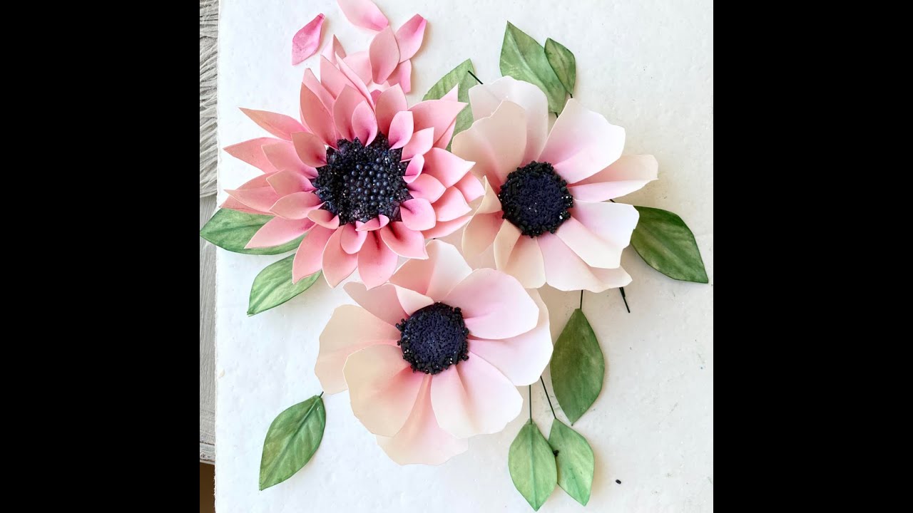 Anemone Flower & Leaves For Cake Using Edible Fabric; SUPER easy!