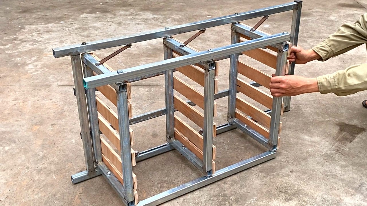 DIY - Great ideas from craftsmen // How to make smart folding shelves // Metal folding shelf !!