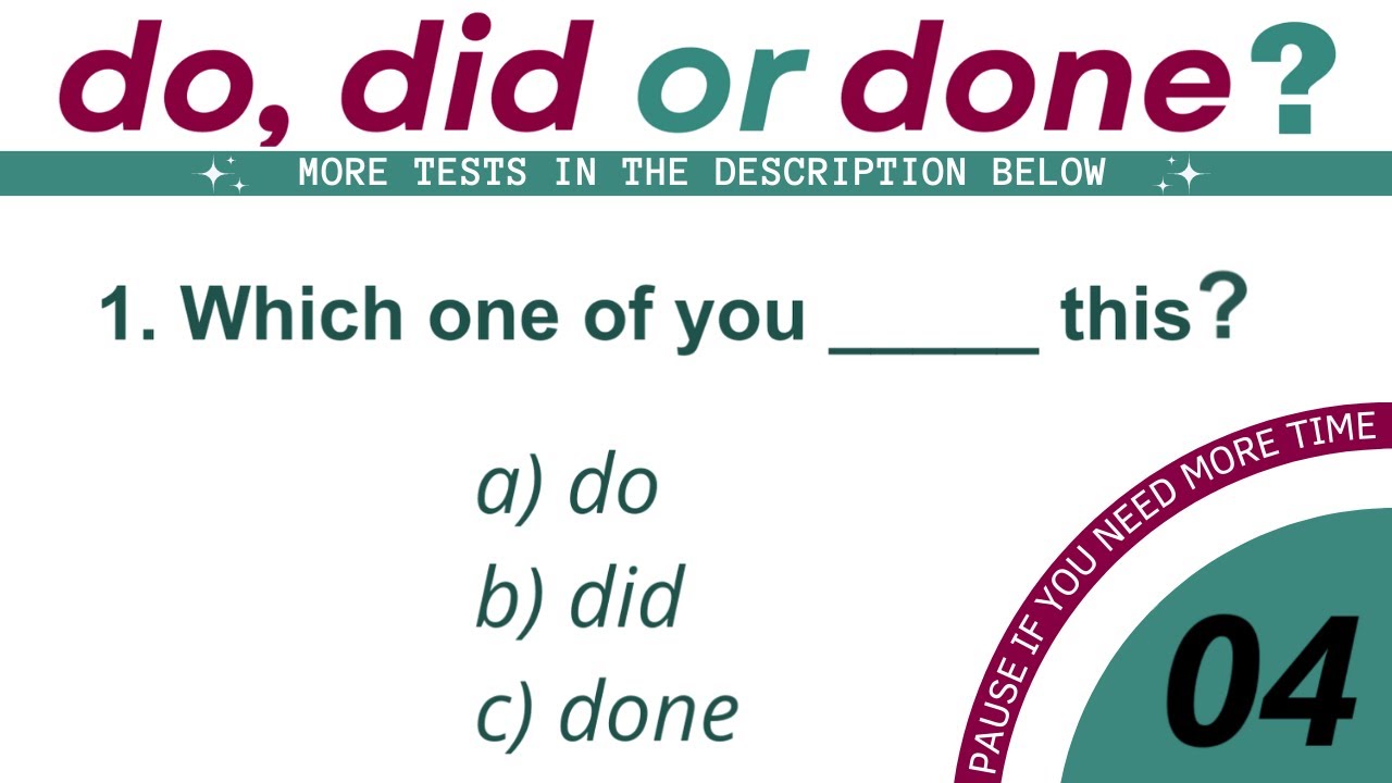 Do, Did or Done? | Test Your English Grammar | Quiz