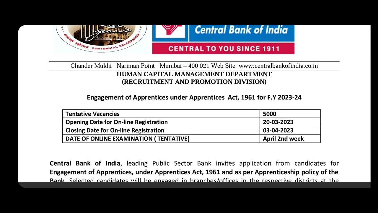 Central Bank Of India Online Recruitment 2023| Exam Pattern| Fee| Eligibility| Syllabus #govtjobs