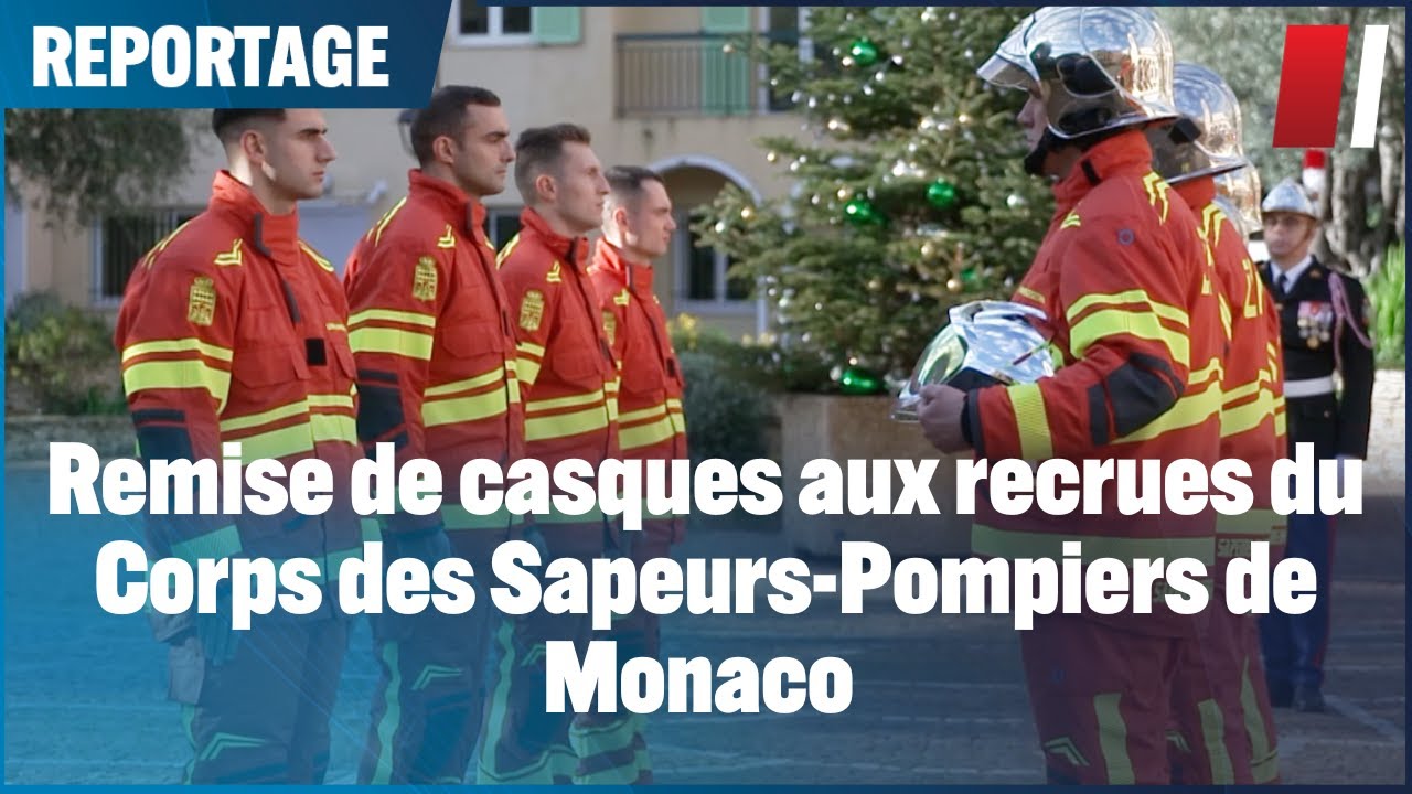 Remise de casques pour 4 nouvelles recrues chez les sapeurs pompiers de Monaco