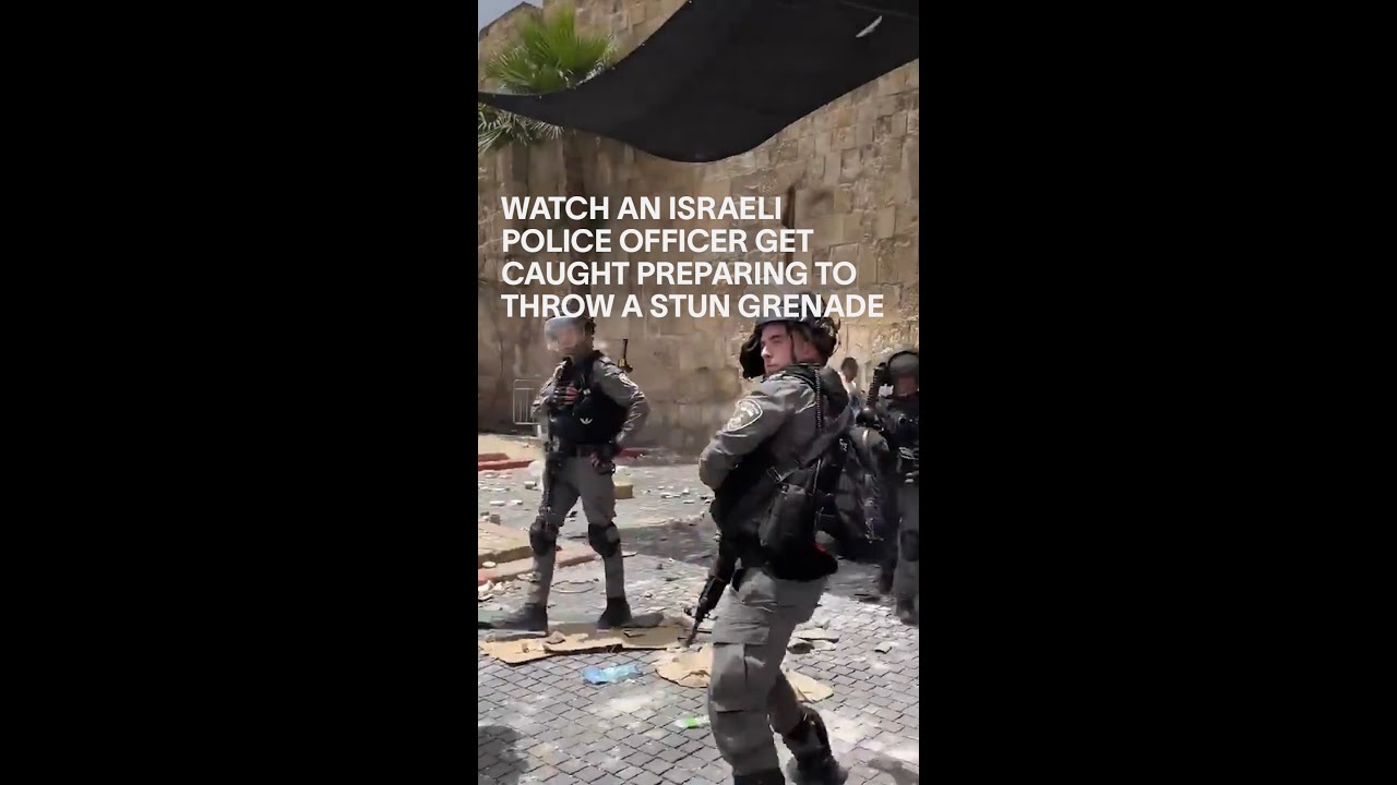 Watch an Israeli Police Officer Get Caught Preparing to Throw a Stun Grenade #shorts