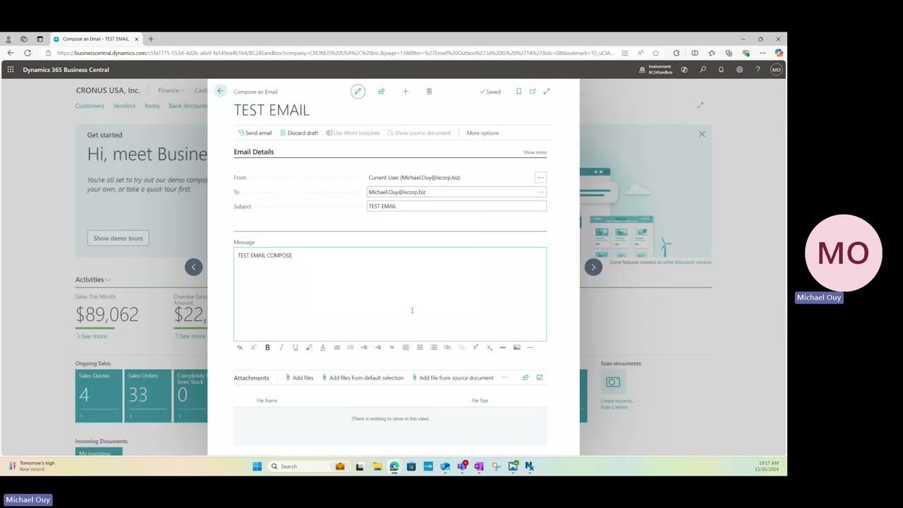 Microsoft Dynamics 365 Business Central - Email Setup