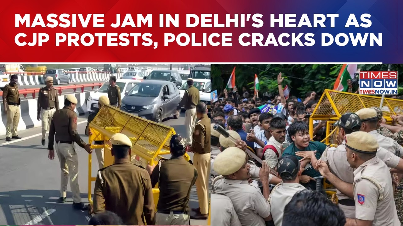 Heavy Traffic Congestion On Cam At Delhi's Connaught Place As CJP Protests, Police Cracks Down