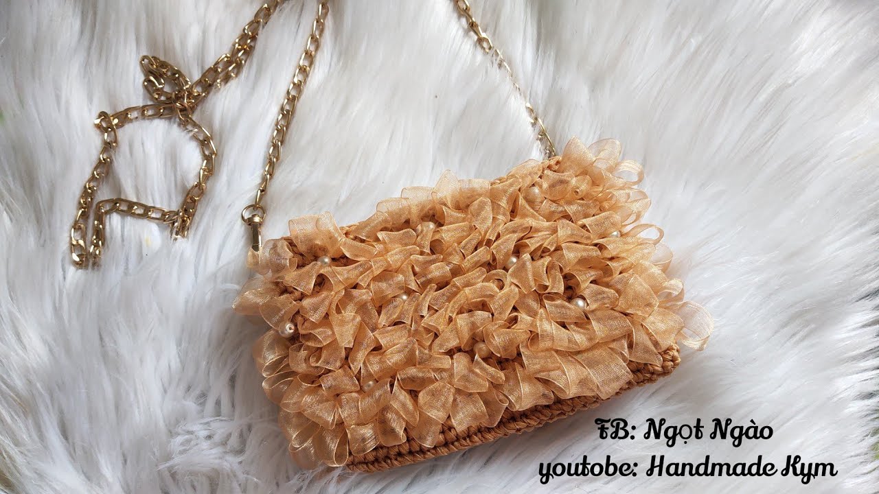 Hướng dẫn Móc túi Ruy Băng_ Đính Ngọc Trai sang chảnh...| crochet  Bag ribbon