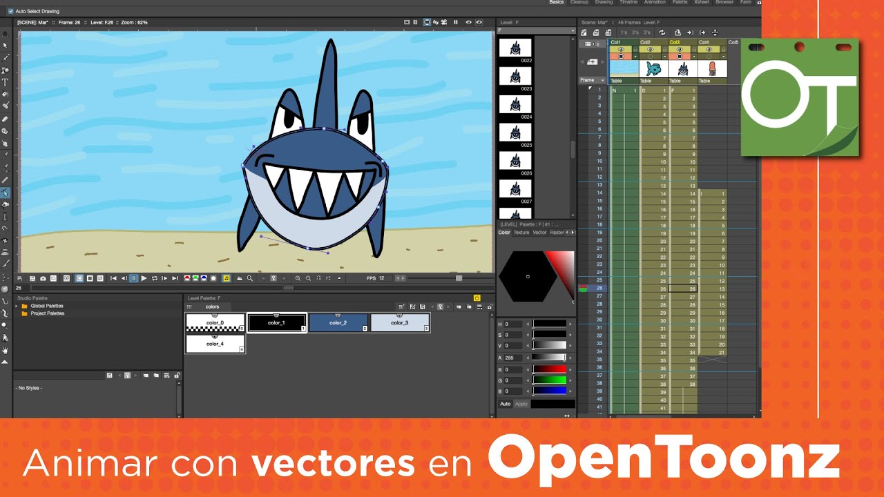 Animar en OPENTOONZ con vectores - Tutorial animación