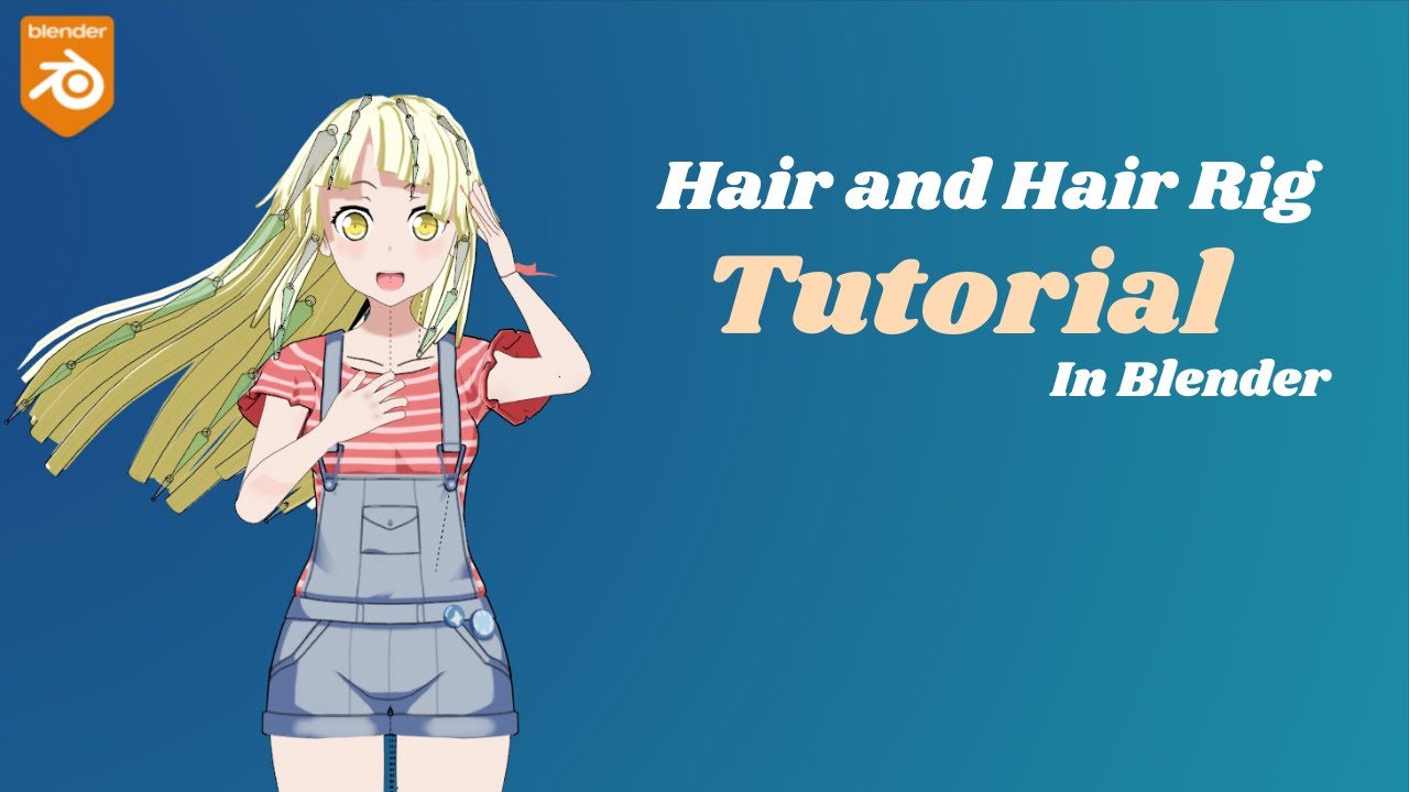 [Tutorial] How to make Hair and Hair rig in Blender 3.4  -【Timelapse】