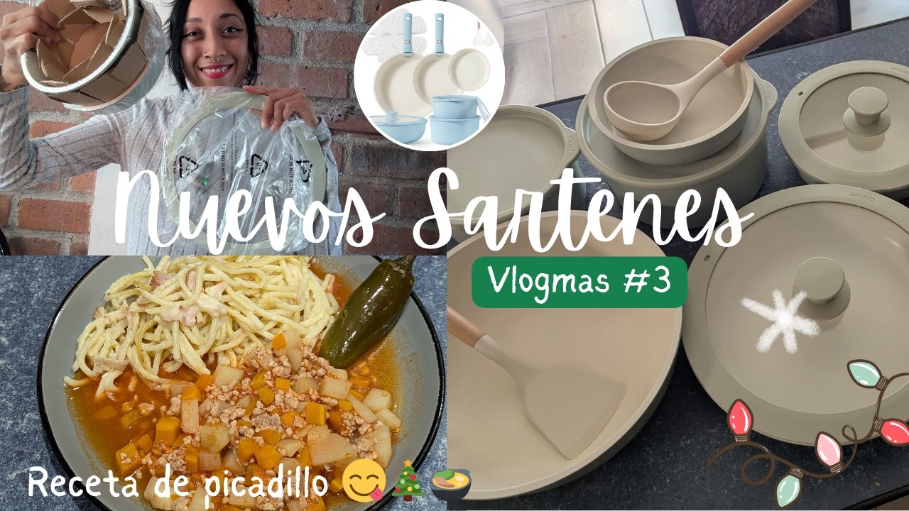 ¡Unboxig de mi NUEVA BATERIA de cocina! 🍳AHORRANDO solo con mi gasto 💰 y receta de picadillo 😋🍲🍳✨.