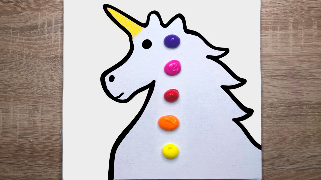 How to Draw Unicorn Landscape Painting｜Acrylic Painting Tutorial｜Easy Masking Tape Satisfying