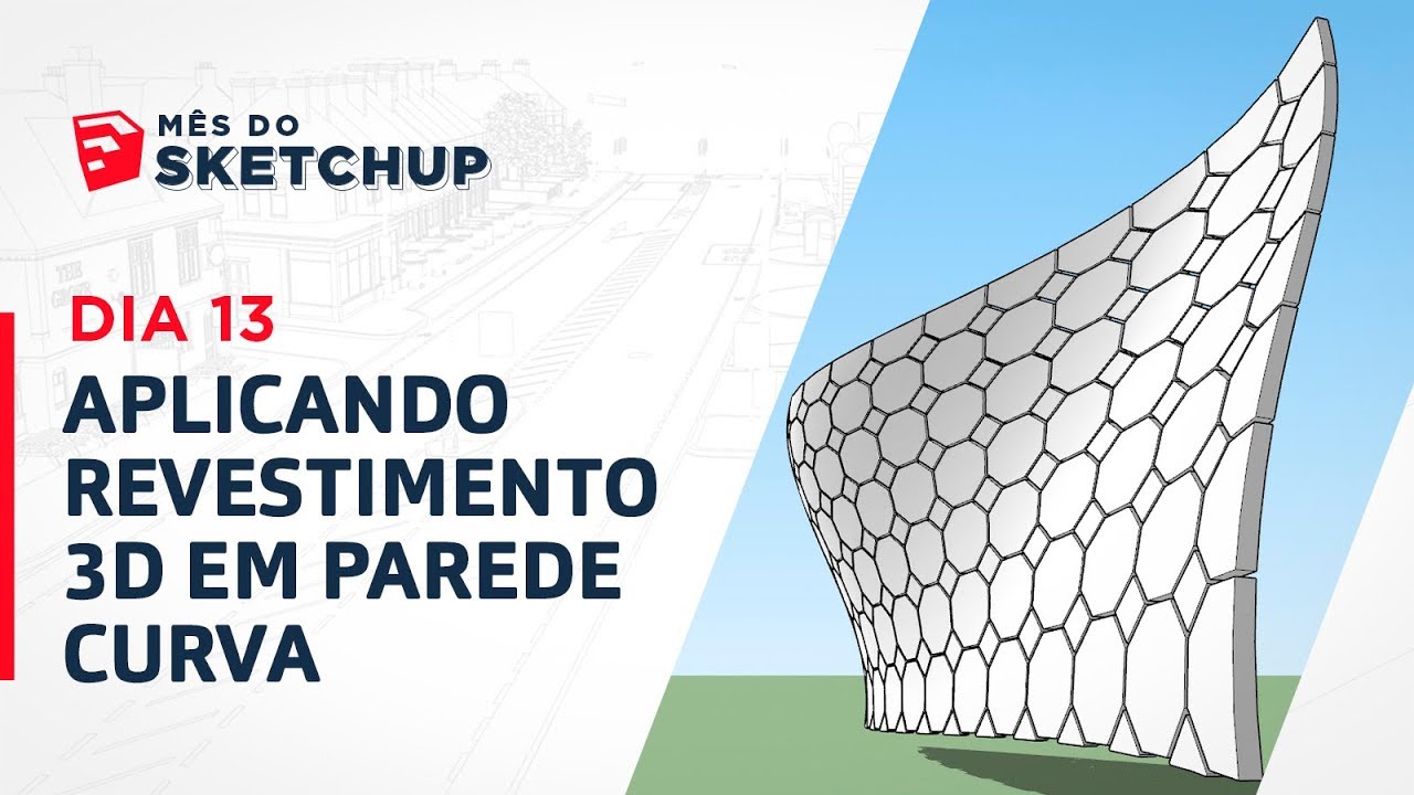 Curso SketchUp 2017 - Aula 28: REVESTIMENTO 3D em PAREDE CURVA (#MêsdoSketchUp - Dia 13)