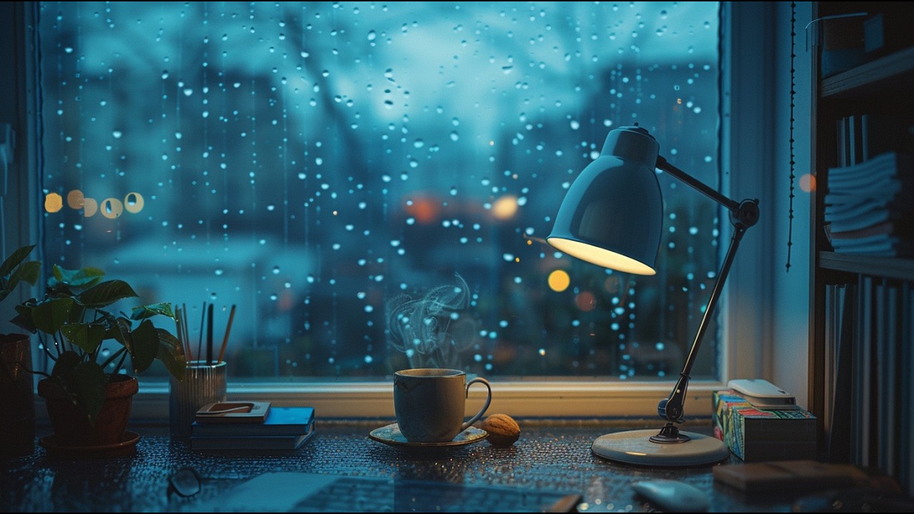 Rainy Blue Dawn Deep Focus ☕ Study & Work Music | Cozy Rain Window Ambience