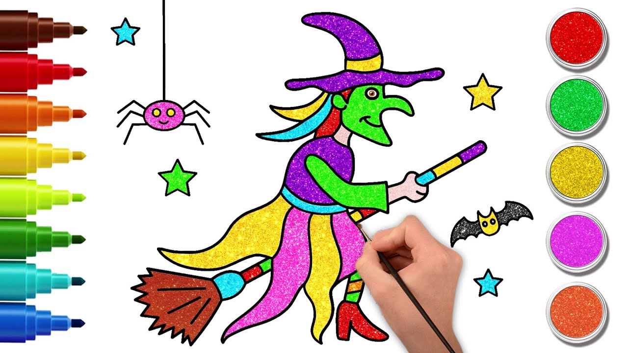 Desenhe uma Bruxa de Halloween | Desenho de Pintar | Easy Drawing | Chiki Art Brasil