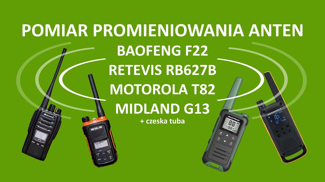Baofeng F22, Retevis RB627B, Motorola T82 extreme, MidlandG13 - pomiary