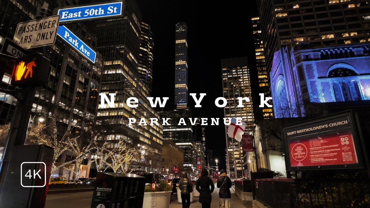 Manhattan, New York City - Park Avenue evening walking tour 4K 2024