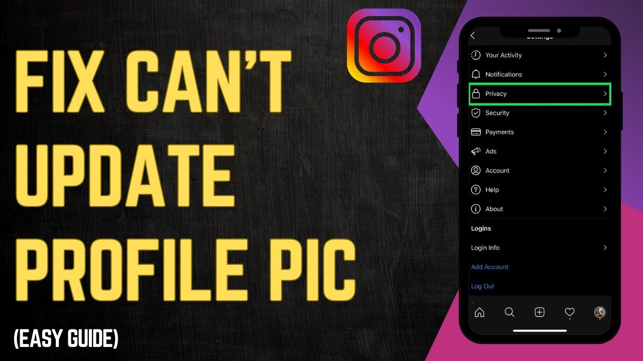 Исправлена ​​ошибка Instagram «Извините, нам не удалось обновить вашу фотографию профиля».