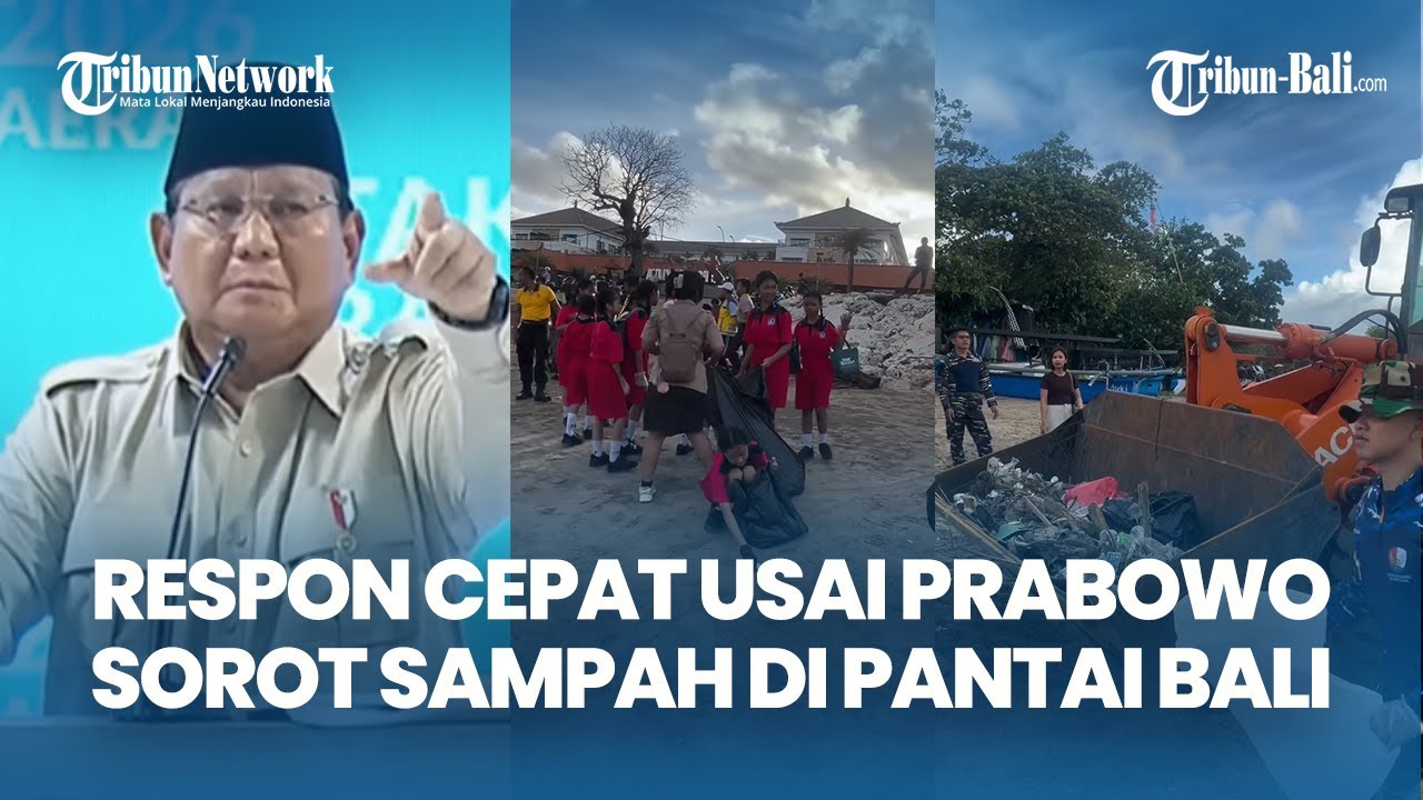 Respon Cepat Usai Prabowo Soroti Sampah Di Bali: TNI dan Beberapa Siswa SD Bersihkan Pantai Kuta